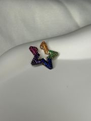 925 Ayar Gümüş Renkli Taşlı Yıldız Kıkırdak Küpe