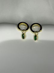 925 Ayar Gümüş Yeşil Taşlı Halka Küpe