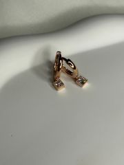 925 Ayar Gümüş Kare Taşlı Halka Küpe