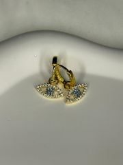 925 Ayar Gümüş Taşlı Göz Figürlü Halka Küpe