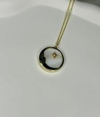 925 Ayar Gümüş Ay ve Yıldız Figürlü Kolye