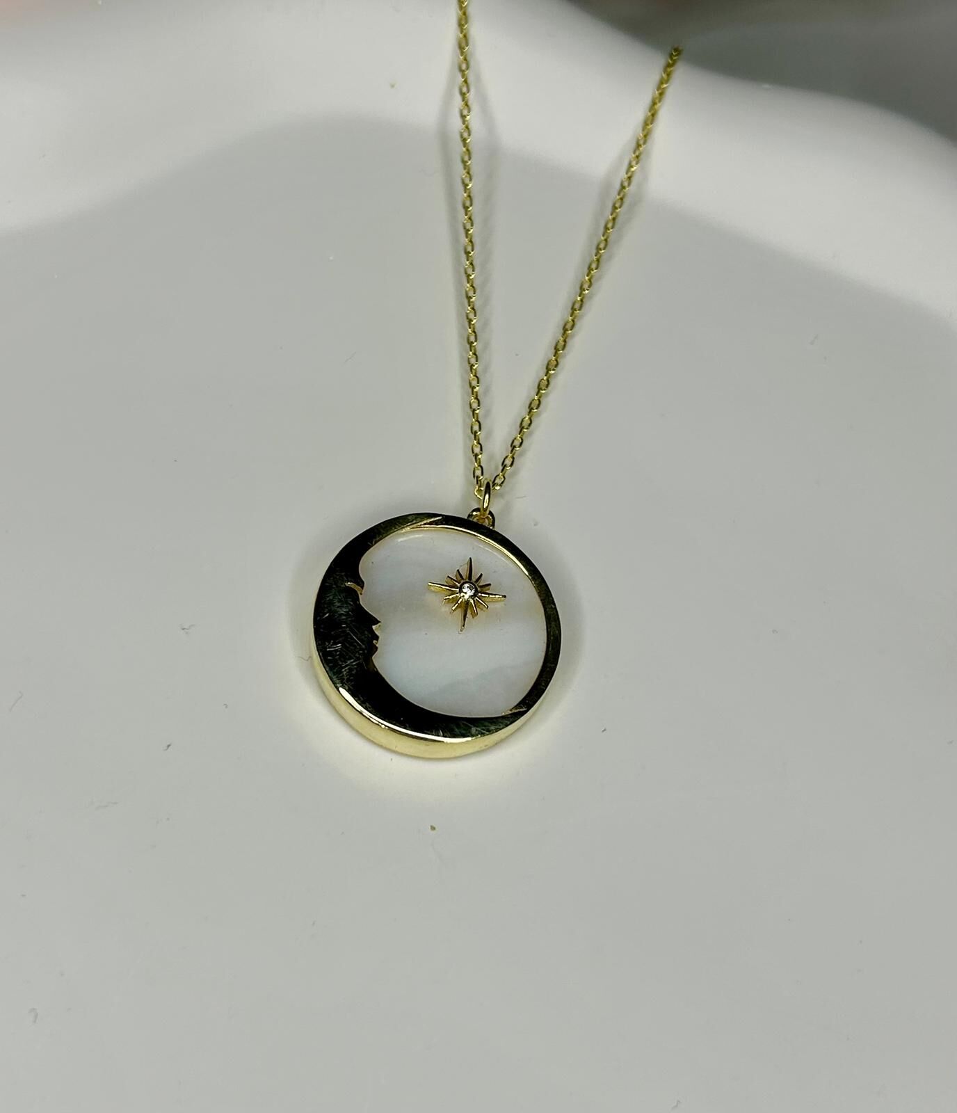 925 Ayar Gümüş Ay ve Yıldız Figürlü Kolye