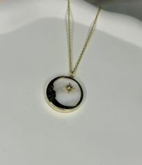 925 Ayar Gümüş Ay ve Yıldız Figürlü Kolye