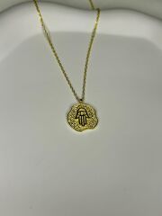 925 Ayar Gümüş Fatma Ana Eli Figürlü Kolye