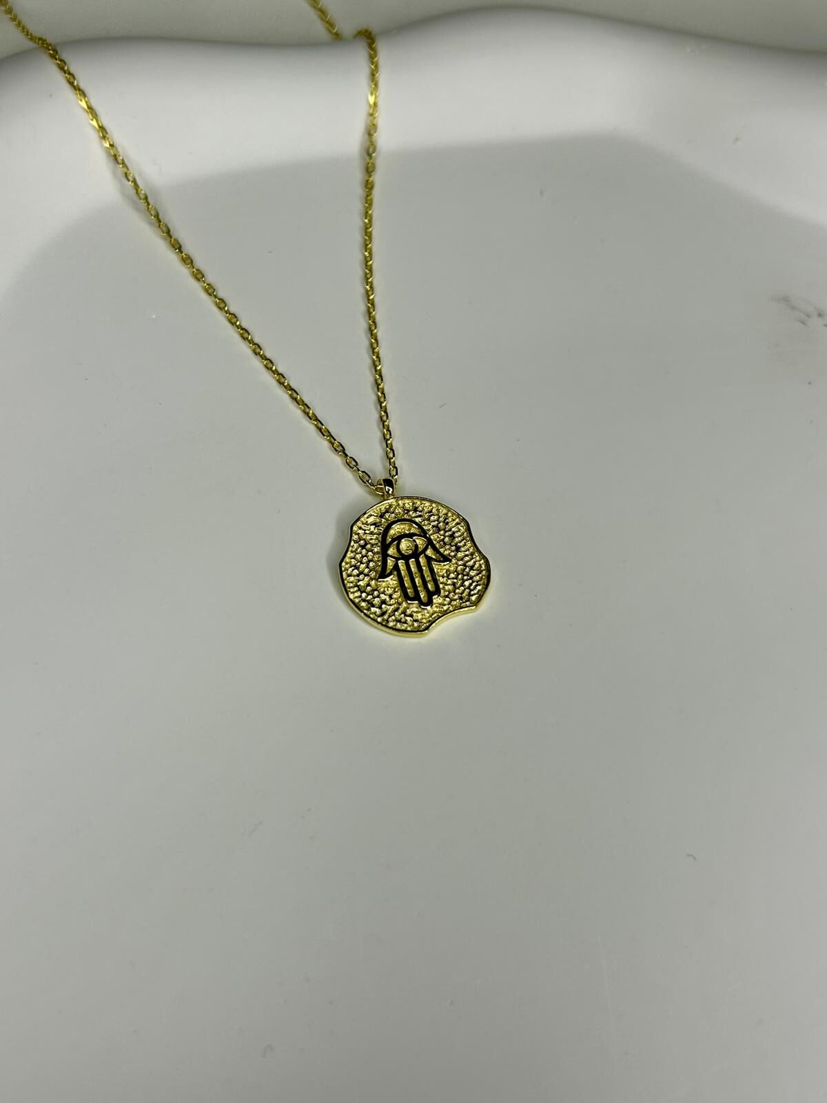 925 Ayar Gümüş Fatma Ana Eli Figürlü Kolye