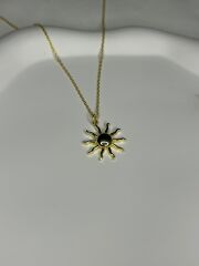 925 Ayar Gümüş Güneş Figürlü Kolye