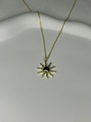 925 Ayar Gümüş Güneş Figürlü Kolye