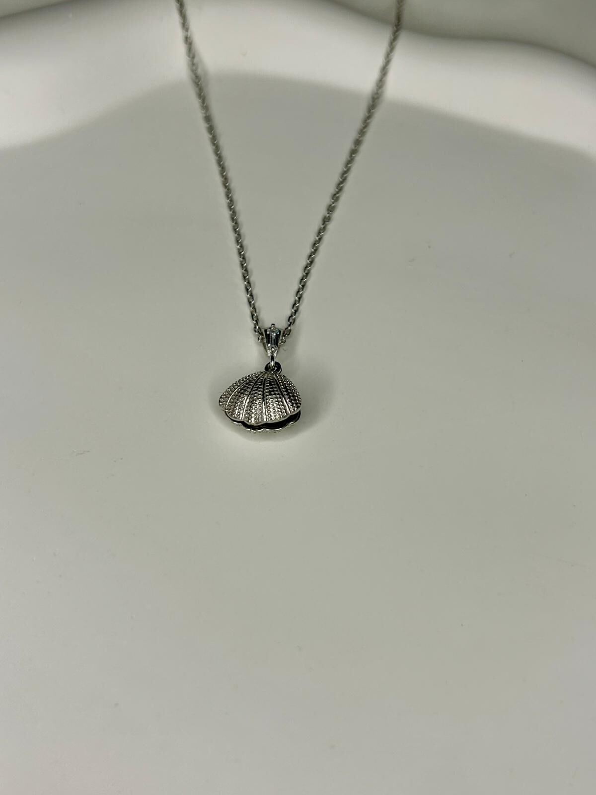 925 Ayar Gümüş İncili Deniz Kabuğu Kolye