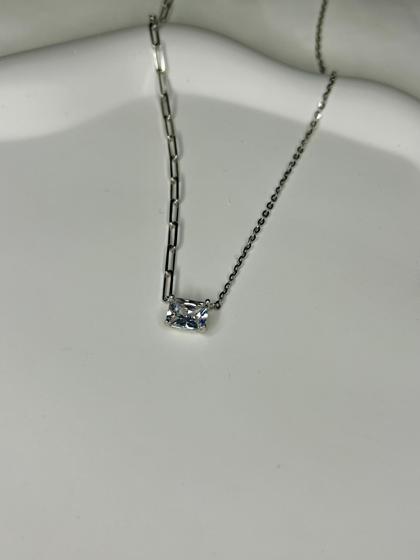 925 Ayar Gümüş Taşlı İki Zincir Kolye