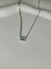 925 Ayar Gümüş Taşlı İki Zincir Kolye