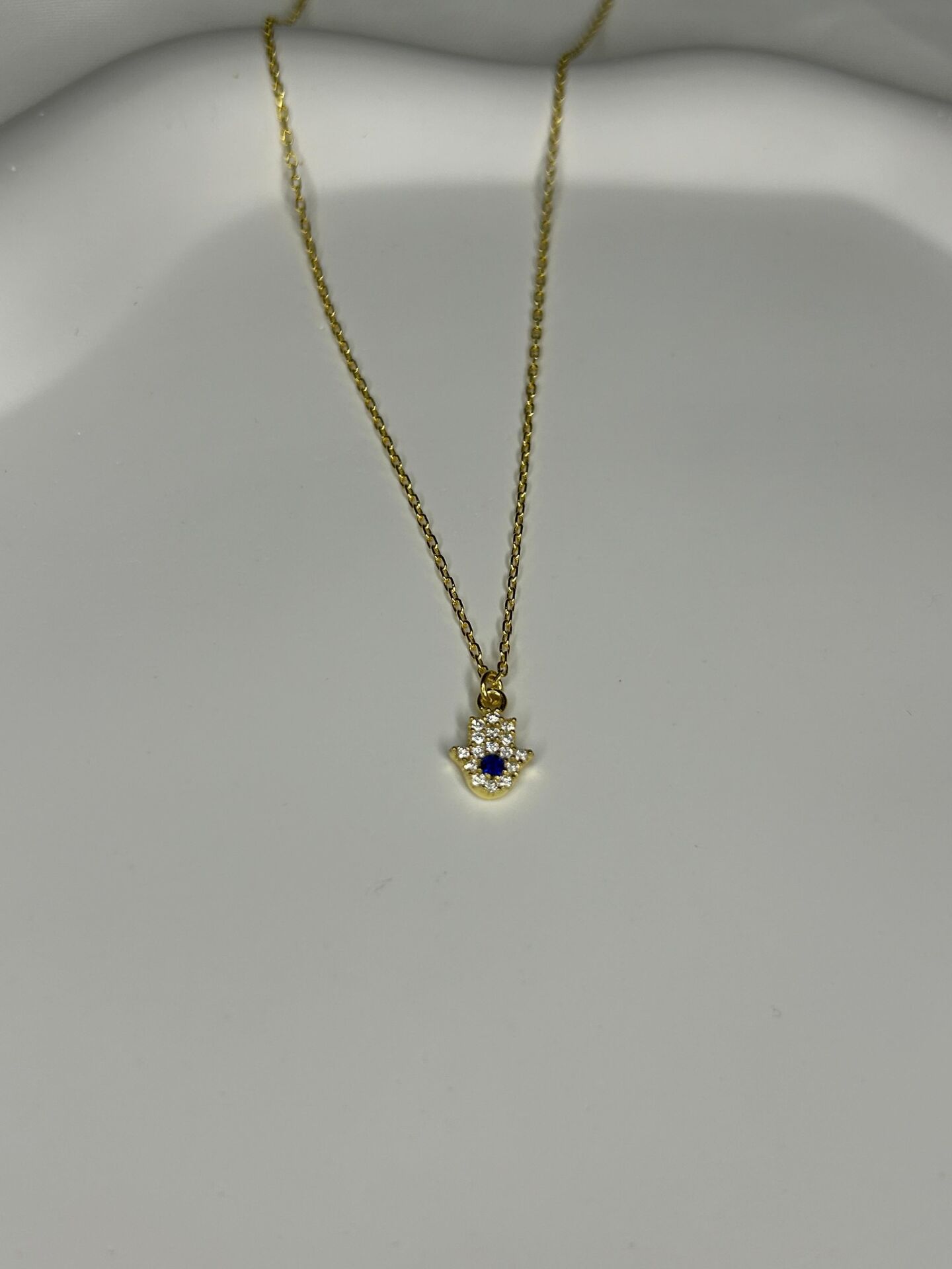 925 Ayar Gümüş Minimal Taşlı Fatma Ana Figürlü Kolye