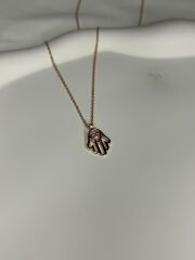 925 Ayar Gümüş Kalp Detaylı Fatma Ana Kolye