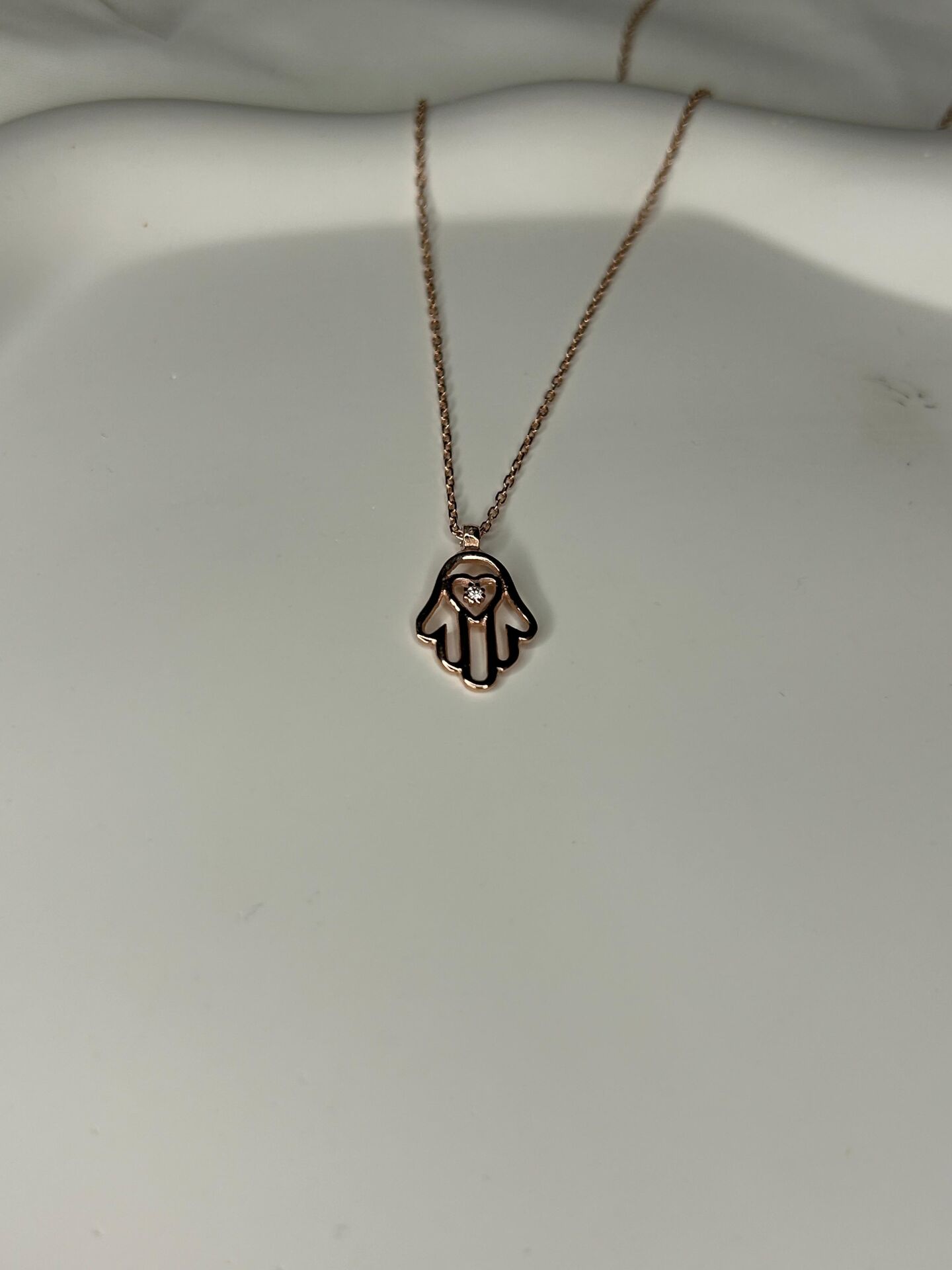 925 Ayar Gümüş Kalp Detaylı Fatma Ana Kolye