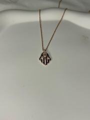 925 Ayar Gümüş Kalp Detaylı Fatma Ana Kolye