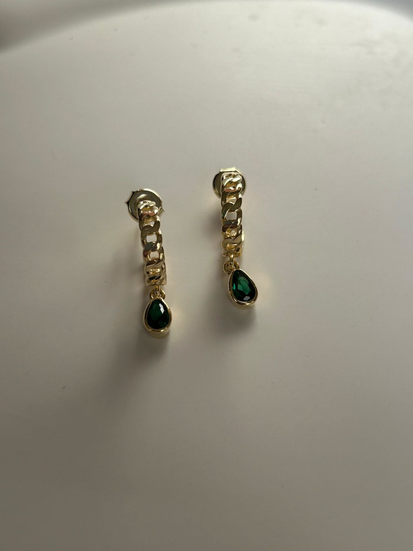 925 Ayar Gümüş Yeşil Su Damlası Halka küpe