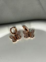 925 Ayar Gümüş Taşlı Kelebek Figürlü Küpe