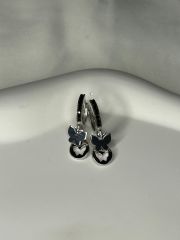 925 Ayar Gümüş Siyah Taşlı Kelebek Figürlü Küpe