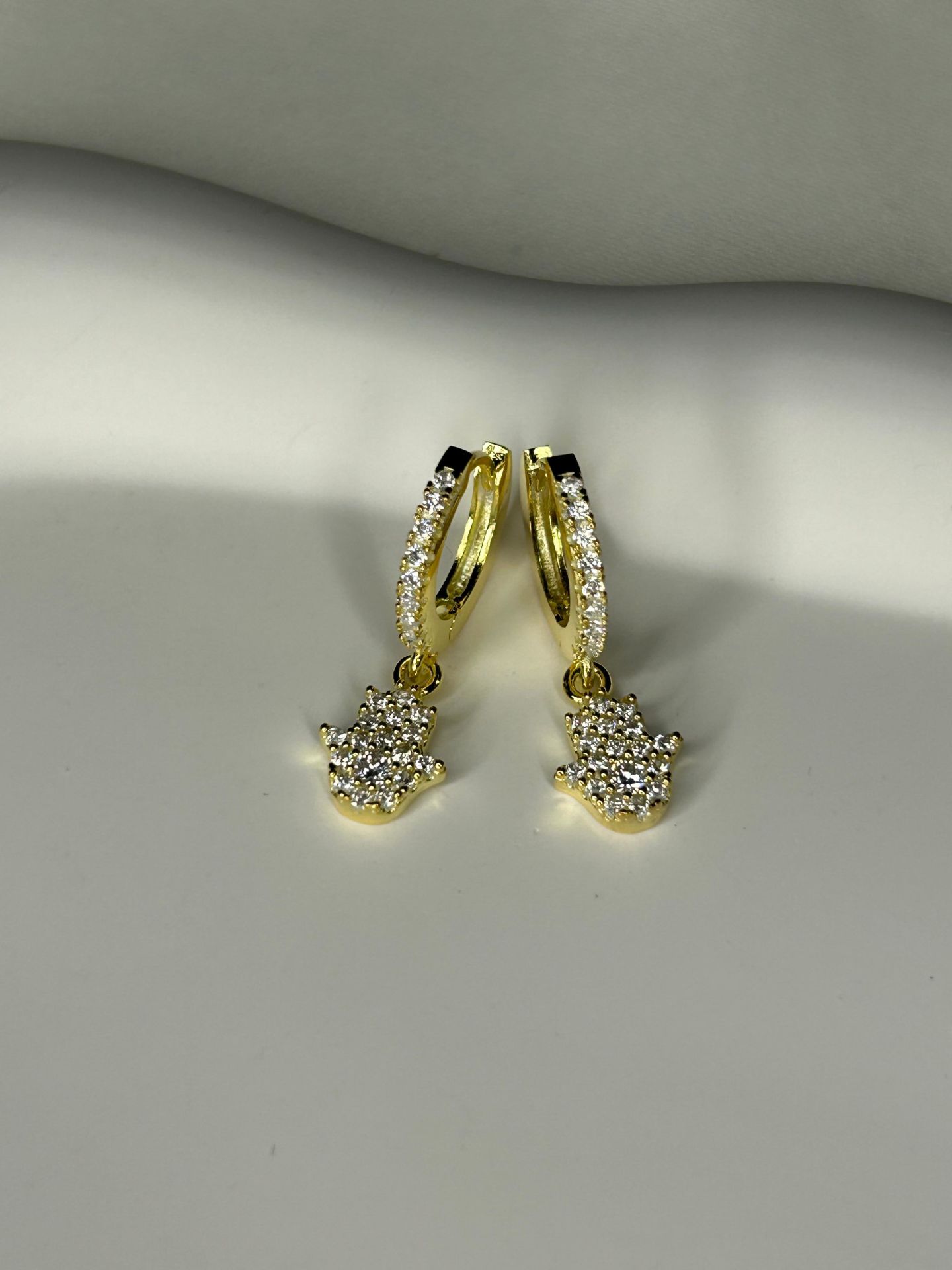 925 Ayar Gümüş Taşlı Fatma Ana Eli  Küpe